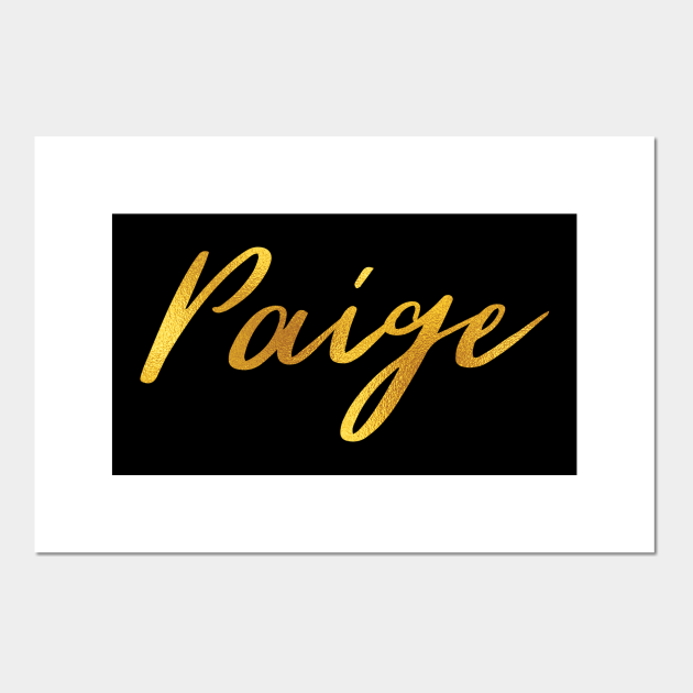 Paige Name Hand Lettering in Faux Gold Letters Paige Posters and